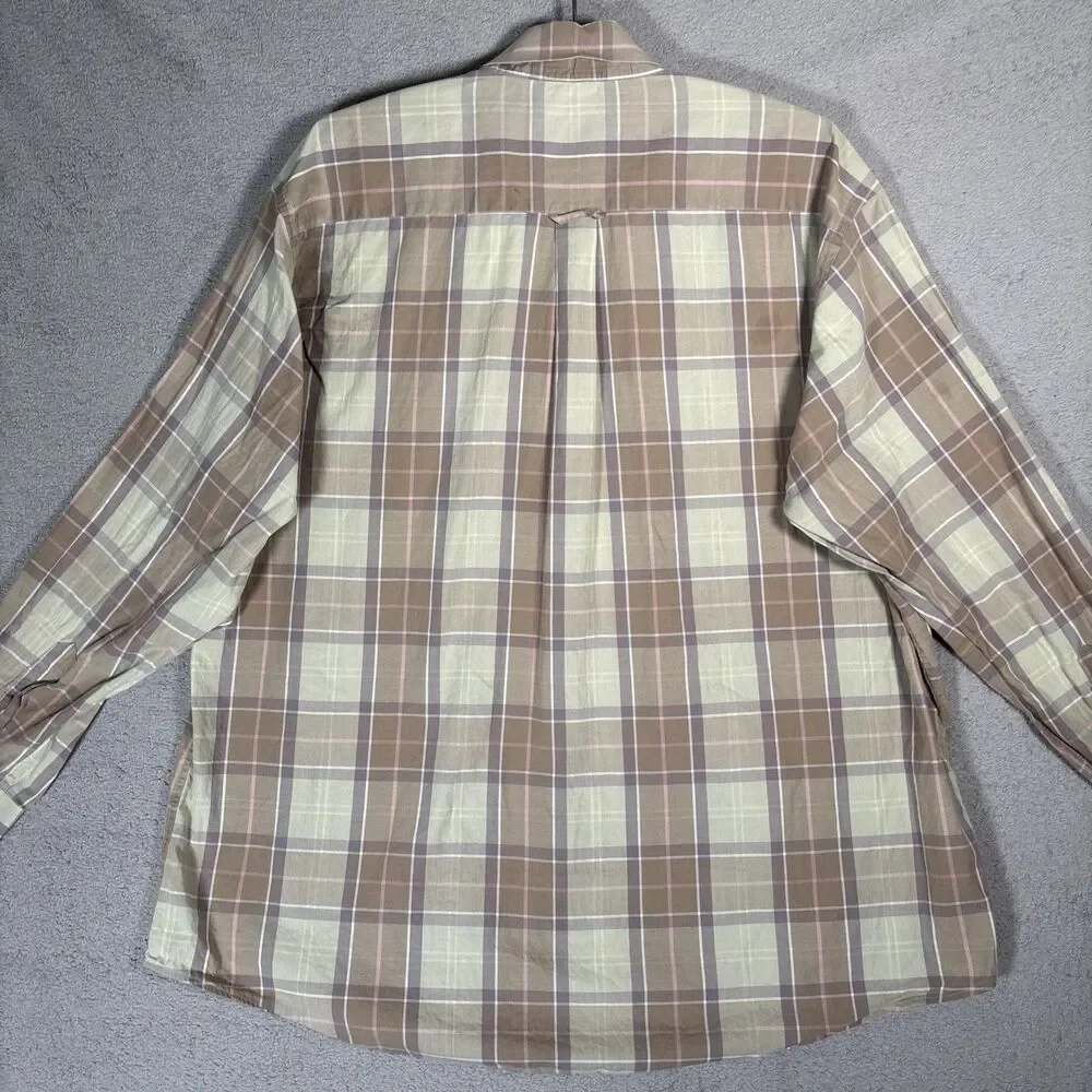 Barbour Shirt Men’s Size XL Plaid Button Up‎ Long Sleeve Camping Earth Tones